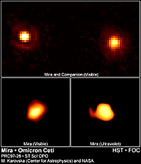 The Red Giant Mira (right) and its binary companion.